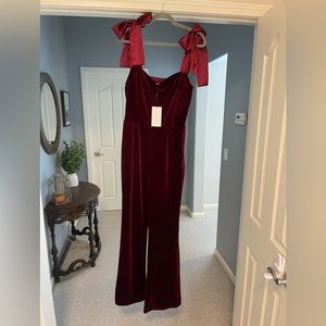 Vici Collection - Emily Travis (@ChampagneandChanel) edition burgundy jumpsuit.